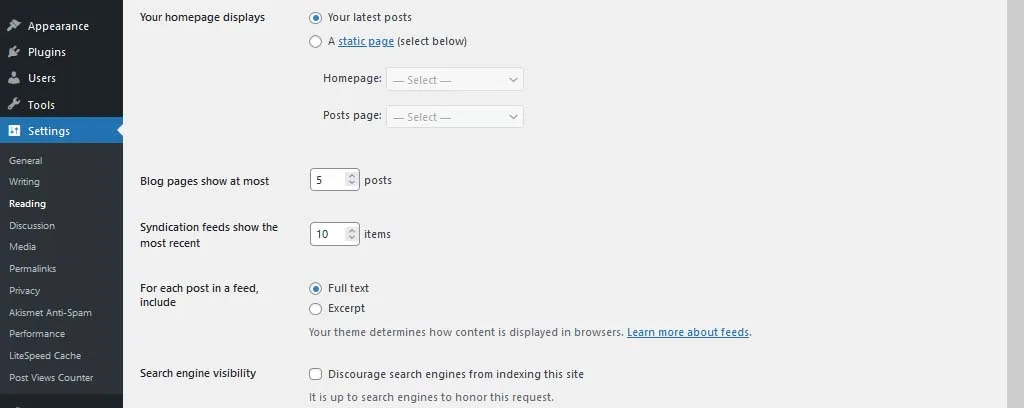 wordpress website reading